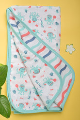 Ocean Dive' 3 layer organic muslin blanket : Octopus